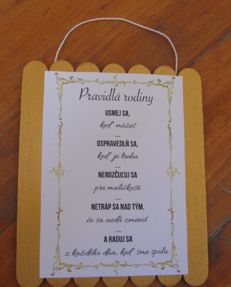 Ceduľka na zavesenie pravidlá rodiny,