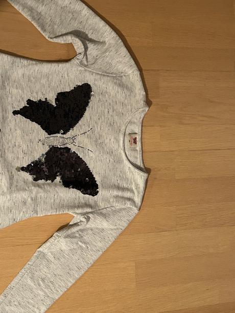 Bavlnené premieňacie tričko s flitrami motýľ, 128