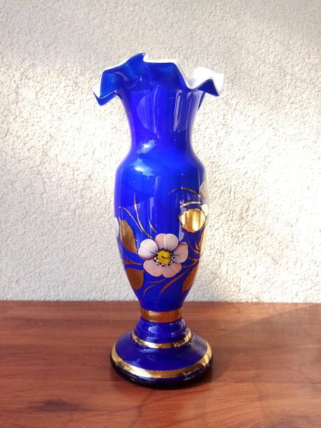 Stará kobaltová československá váza,