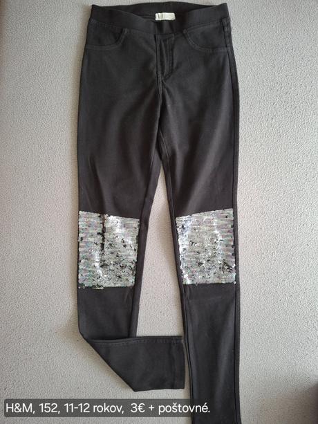 Dievčenské čierne džeginy., h&m,152