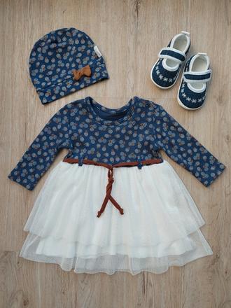 Komplet šaty + čiapka + capačky (veľ. 68), 68