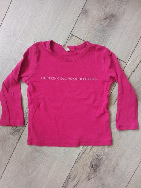 Ciklámenové tričko s lesklým nápisom benetton, benetton,80