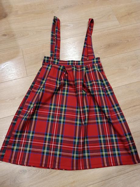 Káro vianočná sukňa na traky, veľ. s-m, m