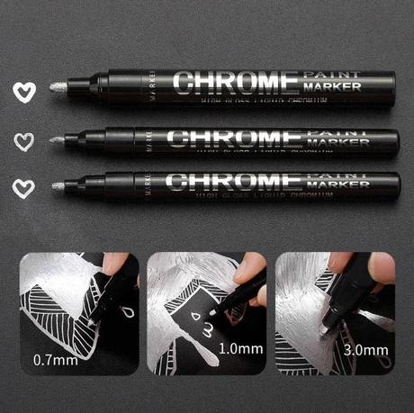 Chrómové fixky strieborné (chrome paint marker), 
