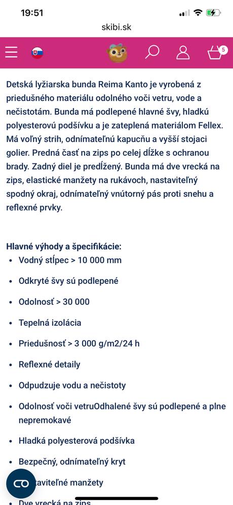 Reima kanto zimná lyžiarska bunda 116/122, reima,116