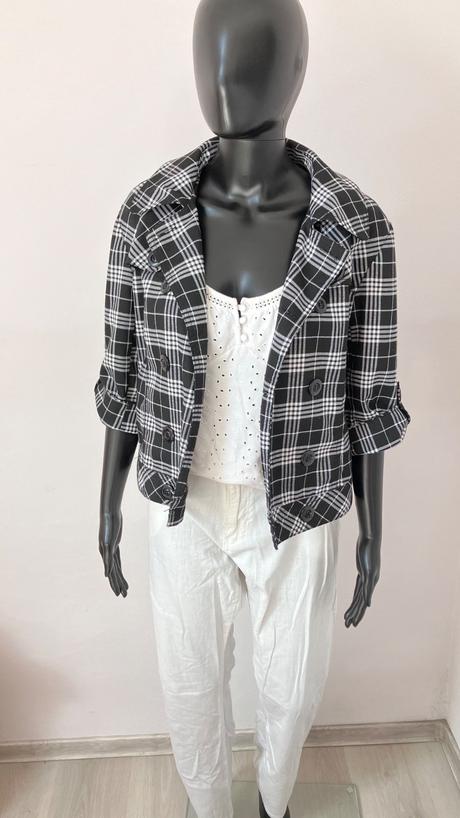 Čiernobiele sako s 3/4 rukávom dromedar (42), l