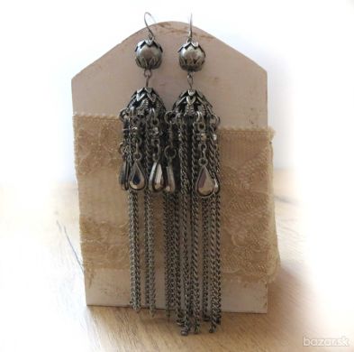 Náušnice dlhé strieborné vintage,