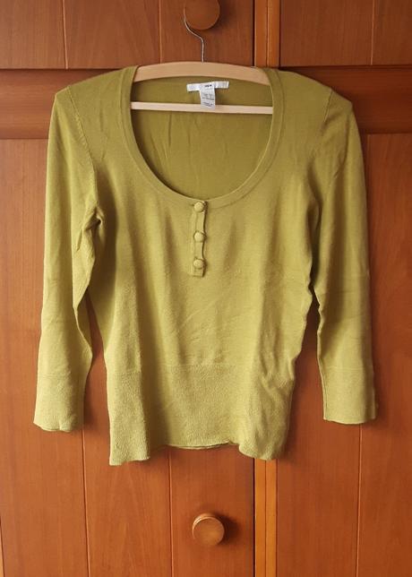 Pekný zelenkavý pulóver 3/4 rukávy, h&m,34