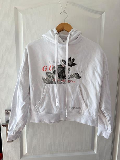 Biela mikina guess kvetinový vzor, guess,s