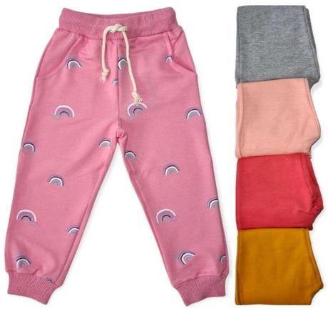 Detské bavlnené tepláky s duhou, 80 - 170