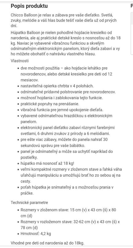 Vibračné kresielko chicco ballon, 