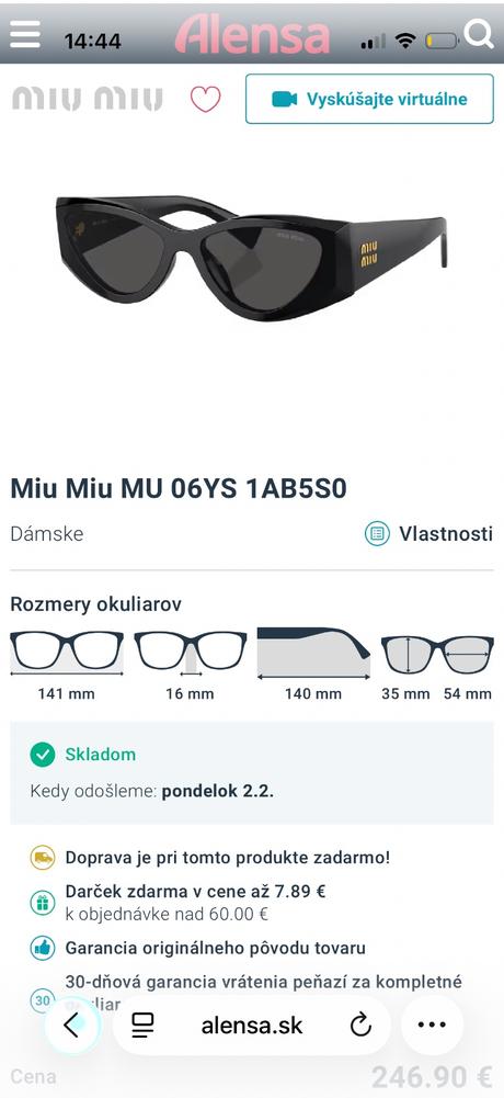 Miu miu slnecne okuliare, miu miu