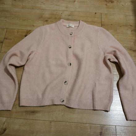 Bledoružový vlnený kardigán, tchibo,46