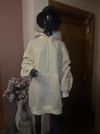 Dlhá béžová mikina s kapucňou, l / m