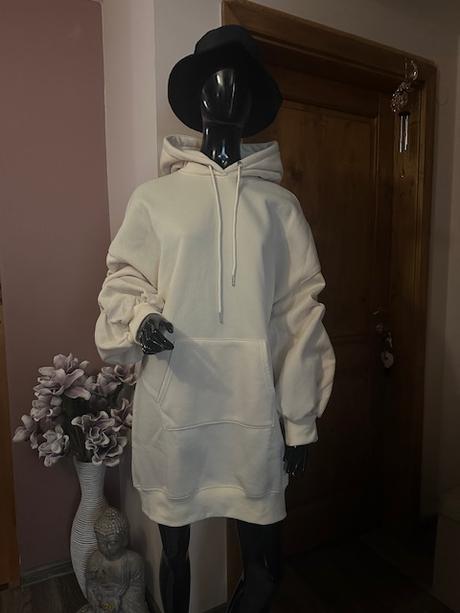 Dlhá béžová mikina s kapucňou, l / m