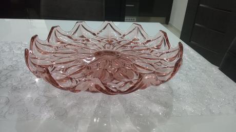 Sklenená misa na ovocie ruzova, 
