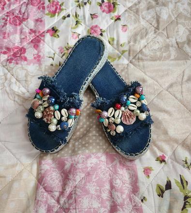 Riflove slapky s ozdobami, velkost 38, 38