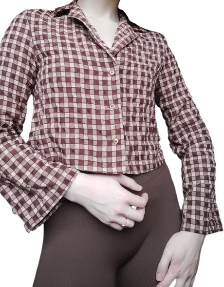 Kratšia hnedá kockovaná košeľa, reserved,s