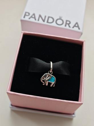 Pandora prívesok visiaci modrý slon, pandora