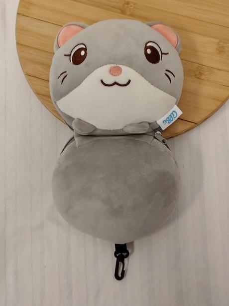 Plyšová sivá cestovná mačička 2v1 albi, 16 cm, 