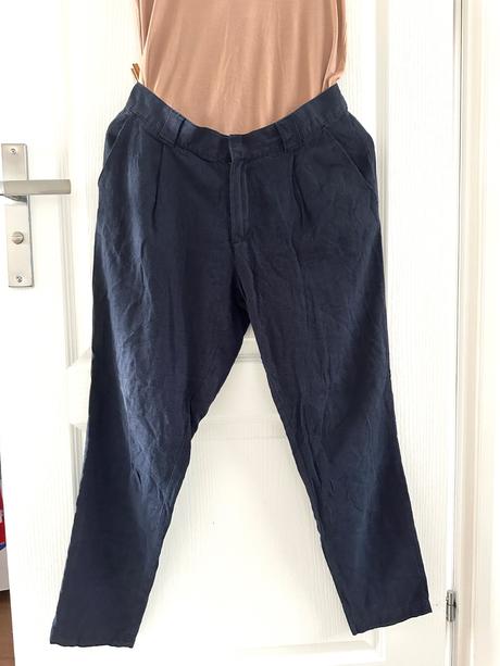 Ľanové nohavice v námorníckej farbe, 36