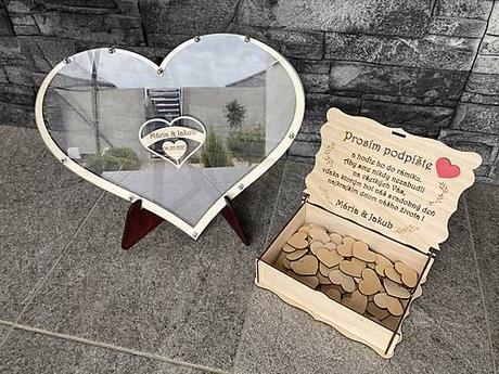 Svadobná kniha hostí - srdce rámik na vhadzovanie,