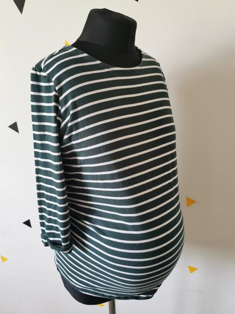 Tehotenské 3/4 rukávové zelené biele pásikavé trič, new look,s