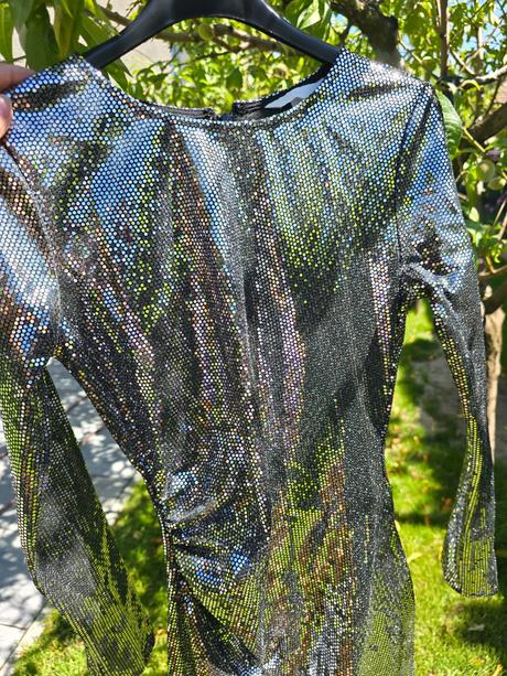 H&m strieborné flitrované šaty, h&m,s