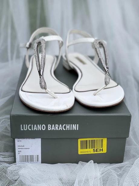 Biele kožené sandále barachini, 37