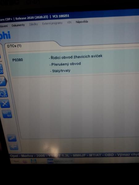 Opel Meriva - chyba na diagnostike P0380