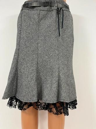 Štýlová vlnená sukňa river island s čipkou, river island,38
