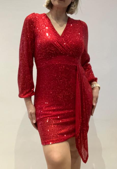 Flitrované elegantné šaty červené, l / m / s