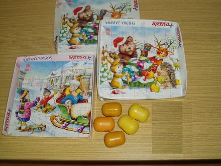 2 x puzzle + 5 x puzzle z kinderok, 