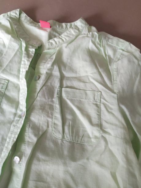 C264 prepracovana  lanova kosela zelenkava, s