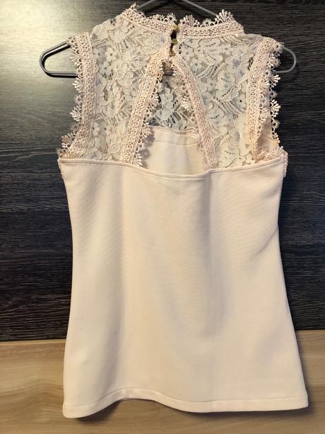 Svetloruzova bluzka bez rukavov s cipkou 38, h&m,s