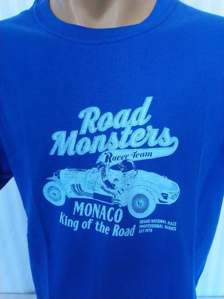 Pánske tm. modré tričko road monster, hanes, m, m