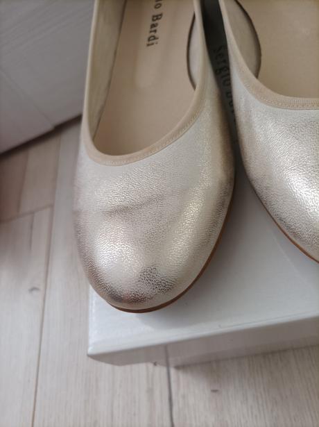 Kožené balerínky sergio bardi metalické 40, 40