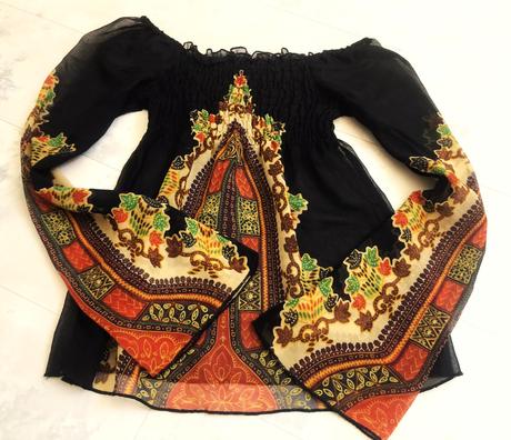 Mušelínový top etno, xs