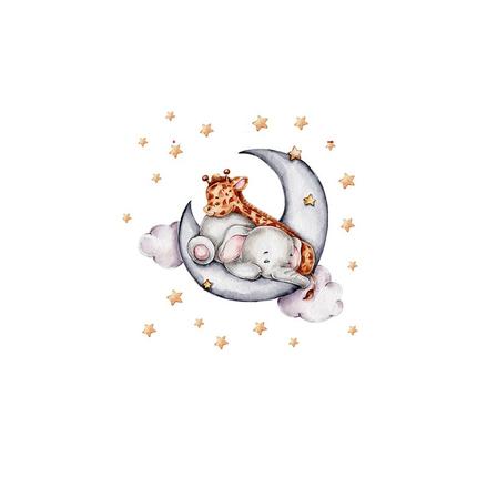 Nálepka na stenu - spiaci sloník so žirafou, 