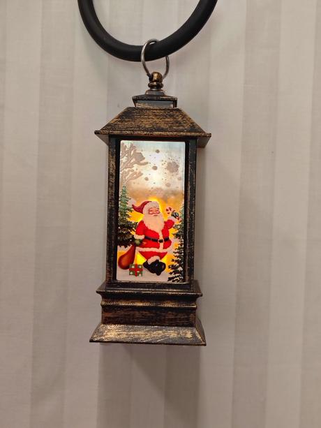 Vintage vianočný svietnik lampášik motívmi 14,5 cm,