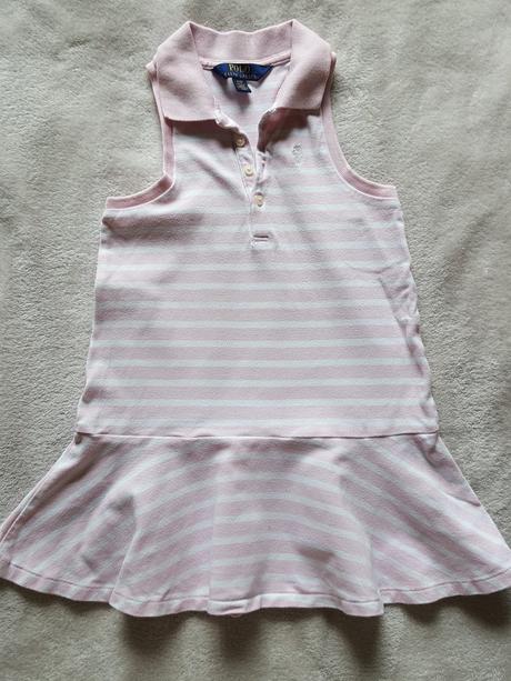Ružové pruhované šaty ralph lauren vel.4t, ralph lauren,110