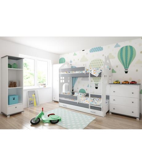 Poschodová posteľ+matrace, šírka (cm): 80,dĺžka (cm): 160