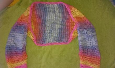 Pletene obhackovane duhove bolerko, 122