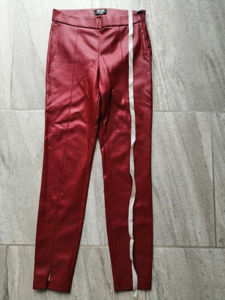 Bordové zateplené kožené nohavice zara,vxs-s, zara,s