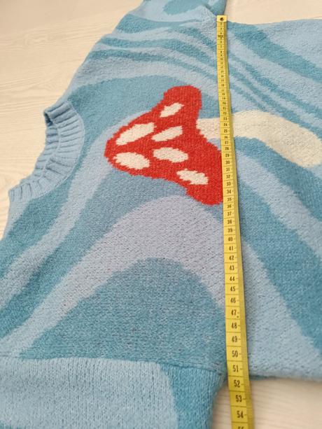 Modrý oversize sveter, s