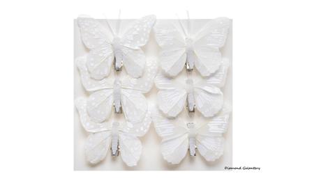 Motýlik na klipe - biely, 