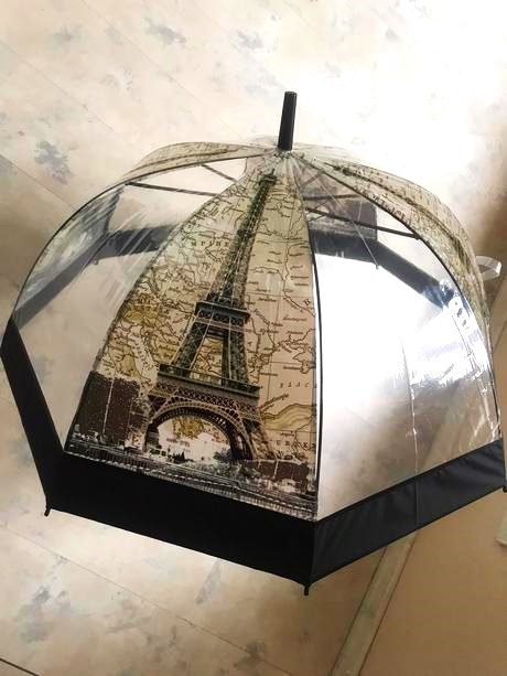 Priesvitný hlboký dáždnik eiffelovka, 