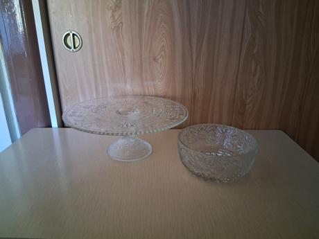 Sklo podnos torta miska nádoba ako nové tanier, 