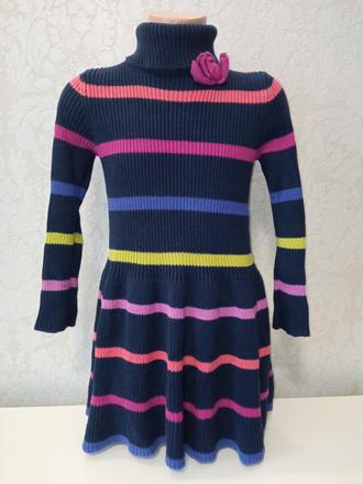 Dievčenské pásikavé pletené šaty s rolákom (4-5r.), 110