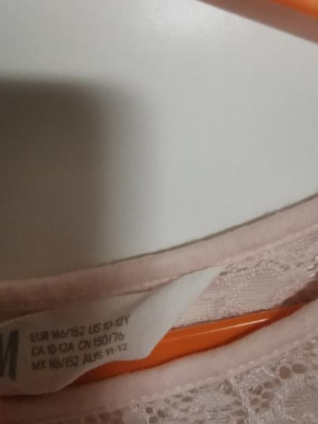 Bledo ružové tricko s čipkou, h&m,146